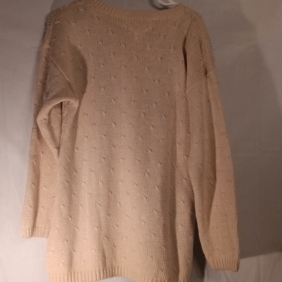 Casual Corner Limited Edition Cream and Red Crew Neck Sweater Hand Knitted Small - Picture 9 of 11